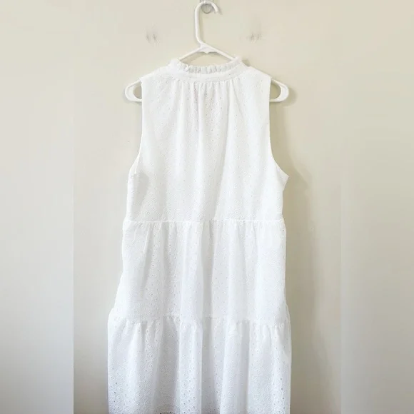 Lilly Pulitzer Novella Dress Resort White Mini Medallion Chiffon Eyelet Size L - Picture 7 of 11